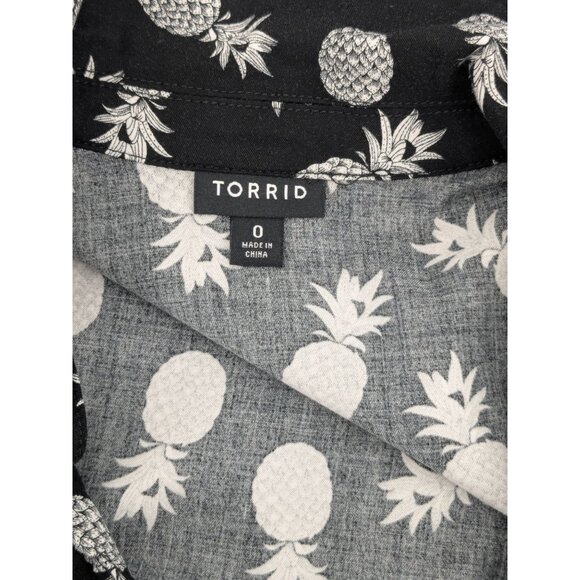 Torrid Button Shirt Dress Women Size L Allover Pineapple Button Up Tropical Twee - Picture 8 of 10